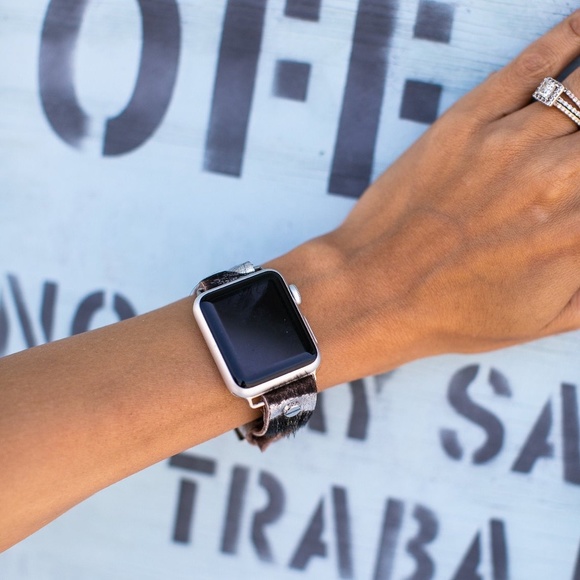 Zebra Print Leather Strap Silver Apple iWatch Band main image 6